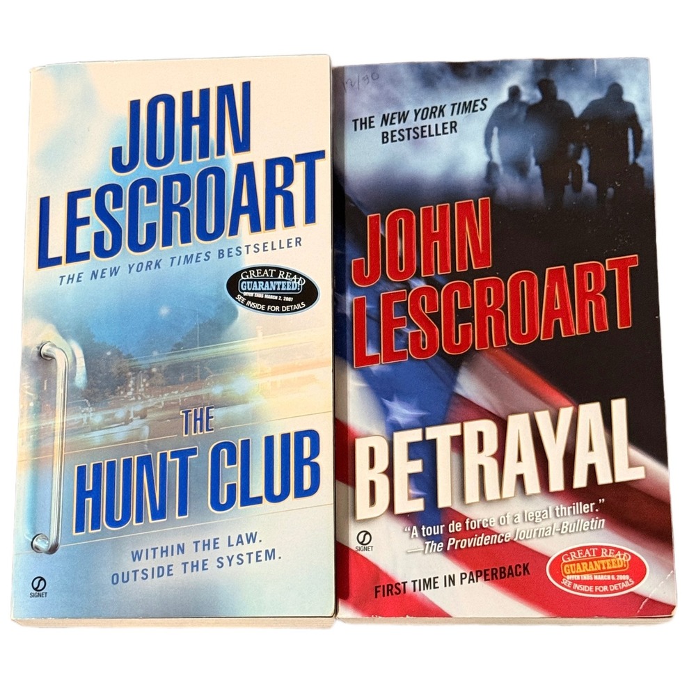 John Lescroart Book Lot The Hunt Club & Betrayal Legal Thriller Paperbacks NYT